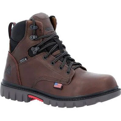 Men's anti - static work & safety boots for electronics industryRocky Men's Worksmart USA 6" WP Slip Resist Work Boot -Brown- RKK0452