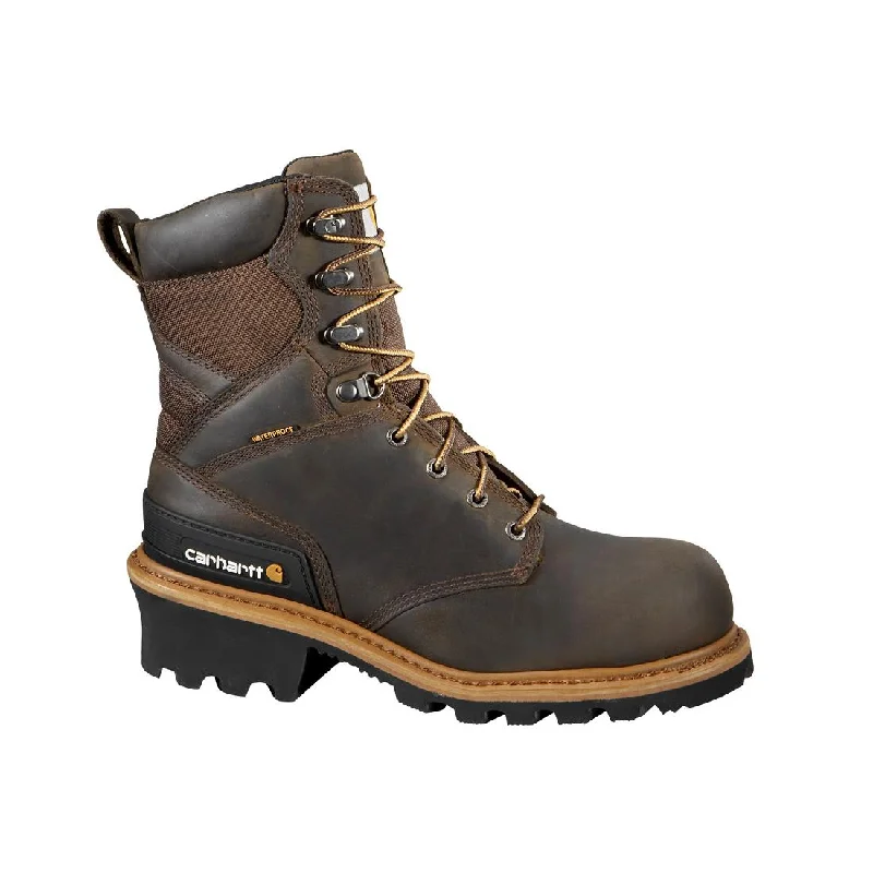 Men's waterproof steel - toe work & safety boots for wet environments8" Waterproof Climbing Logger Composite Toe Work Boot Brown