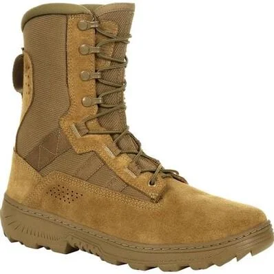 Men's work & safety boots with a durable rubber outsole for traction on rough terrainRocky Men's Havoc Lightweight 8" Soft Toe Commercial Military Boot -Brown- RKC105