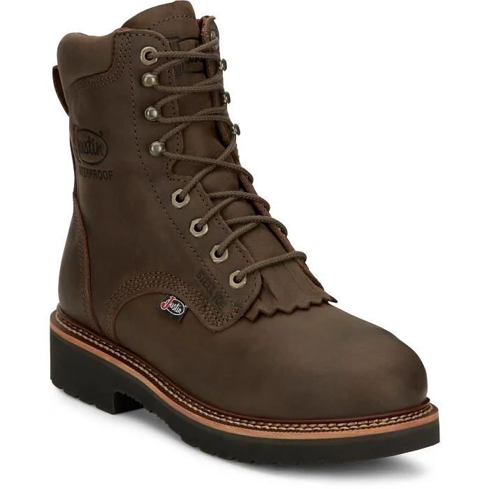 Men's insulated work & safety boots for cold - climate workMEN'S JUSTIN RIVOT 8" WATERPROOF STEEL TOE Hickory Brown OW458