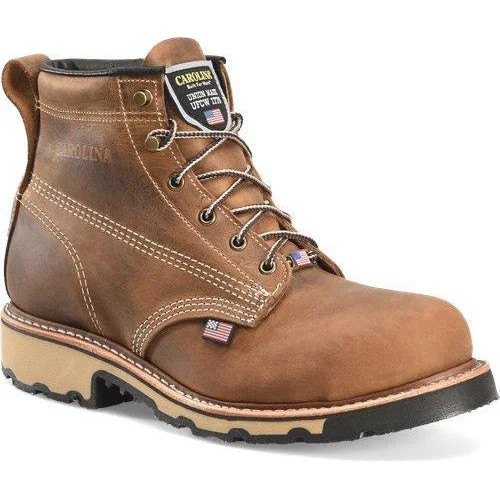 Men's anti - static work & safety boots for electronics industryCarolina Men's Ferric 6" Steel Toe Made in USA Work Boot- Brown- CA7829