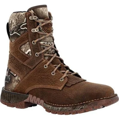 Men's work & safety boots with a gusseted tongue to keep out debrisRocky Men's Hi Wire 8" WP Slip Resist Western Hunt Boot -Earth- RKW0428