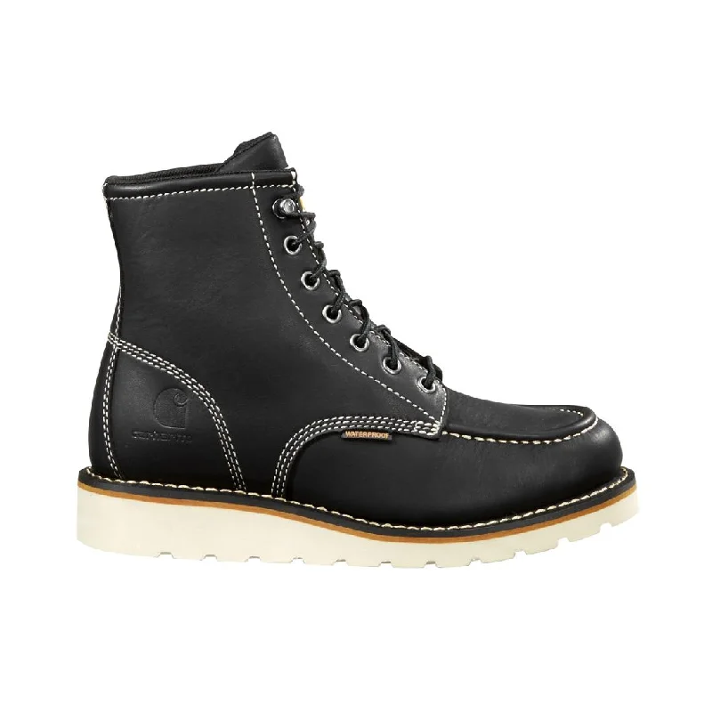 Men's slip - resistant work & safety boots for oily surfaces6" Women's Waterproof Moc Toe Wedge Soft Toe Work Boot Black