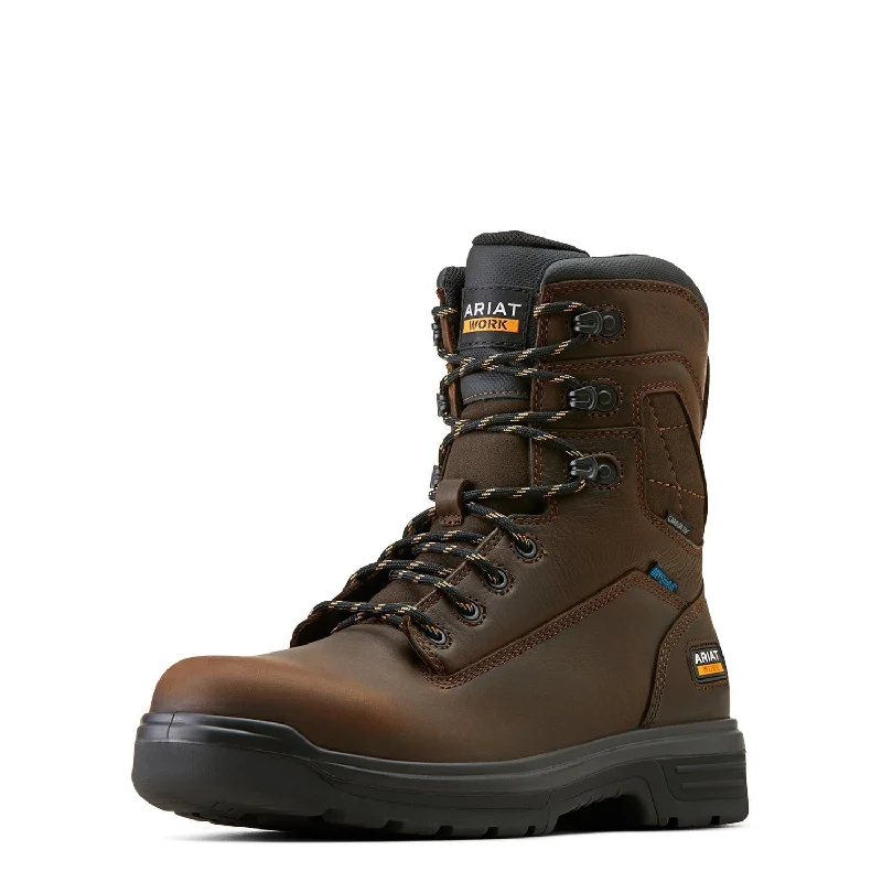 Men's work & safety boots with a durable rubber outsole for traction on rough terrainTurbo 8 inch Carbon-Toe Waterproof Work Boot Rich Brown