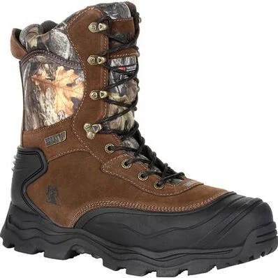 Men's work & safety boots with a high - traction lug pattern for uneven groundRocky Men's Multi Trax 8" Soft Toe WP 800G Insulated Outdoor Boot Realtree RKS0418