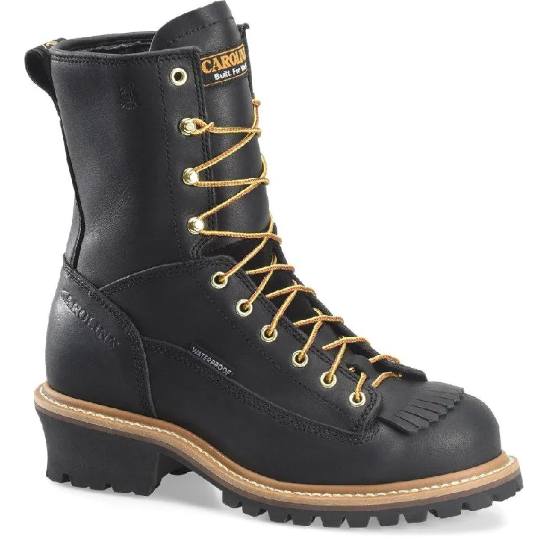 Men's work & safety boots with a toe cap made of aluminum alloyCarolina Men's Spruce 8" Stl Toe WP Logger Work Boot - Black - CA9825