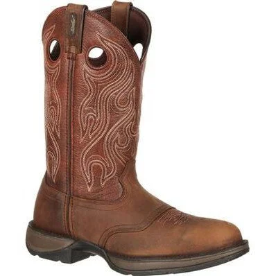 Men's work & safety boots with a padded collar for ankle comfortDurango Men's Rebel 12" Soft Toe Saddle Western Classic Boot- Brown- DB5474