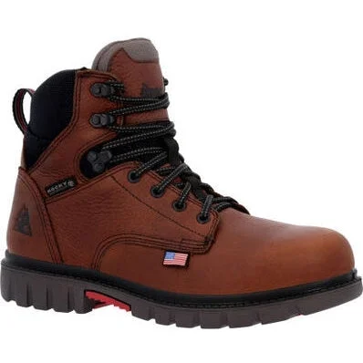 Men's work & safety boots with a high - traction lug pattern for uneven groundRocky Men's Worksmart 6" WP Composite Toe Work Boot -Brown- RKK0401