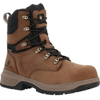 Men's shock - absorbing work & safety boots for long - hours standingRocky Men's Worksmart 8" Comp Toe WP Slip Resist Work Boot -Horse- RKK0482