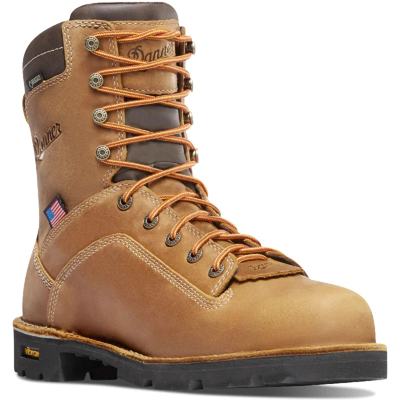 Men's work & safety boots with a durable rubber outsole for traction on rough terrainDanner Men's Quarry USA Made 8" Alloy Toe WP Work Boot - Brown - 17317