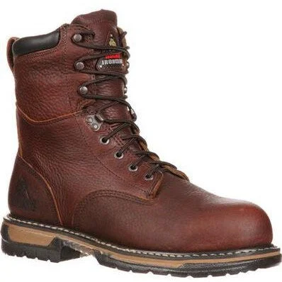 Men's insulated work & safety boots for cold - climate workRocky Men's Ironclad 8" Steel Toe WP Slip Resist Work Boot  -Brown- FQ0006693