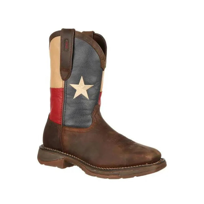 Men's shock - absorbing work & safety boots for long - hours standingREBEL™ BY DURANGO® STEEL TOE TEXAS FLAG WESTERN BOOT DB021