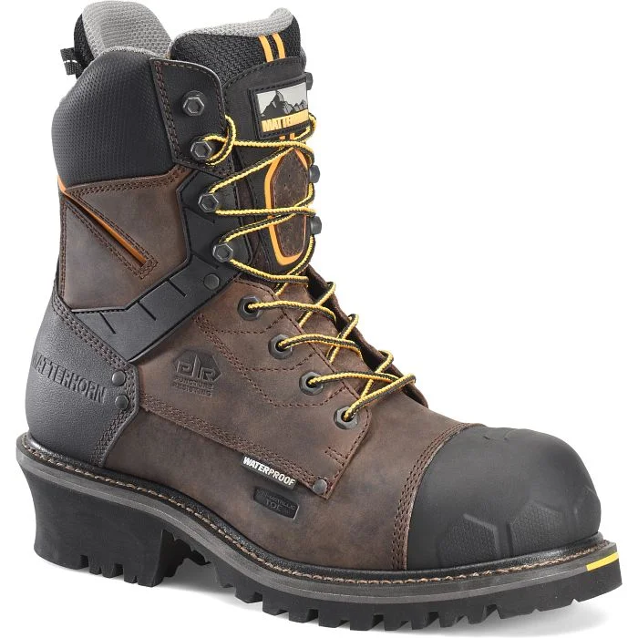 Men's work & safety boots with a flame - resistant upper for firefighting or welding workMatterhorn Men's Pr Steadfast 8" WP Comp Toe Logger Work Boot -Brown- MT2558