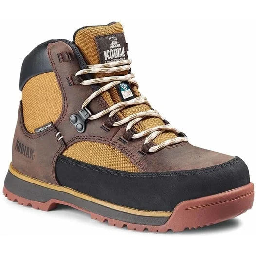 Men's non - metallic work & safety boots for airport security jobsKodiak Women's Greb Classic Steel Toe WP Hiker Work Boot -Brown- 834YBN