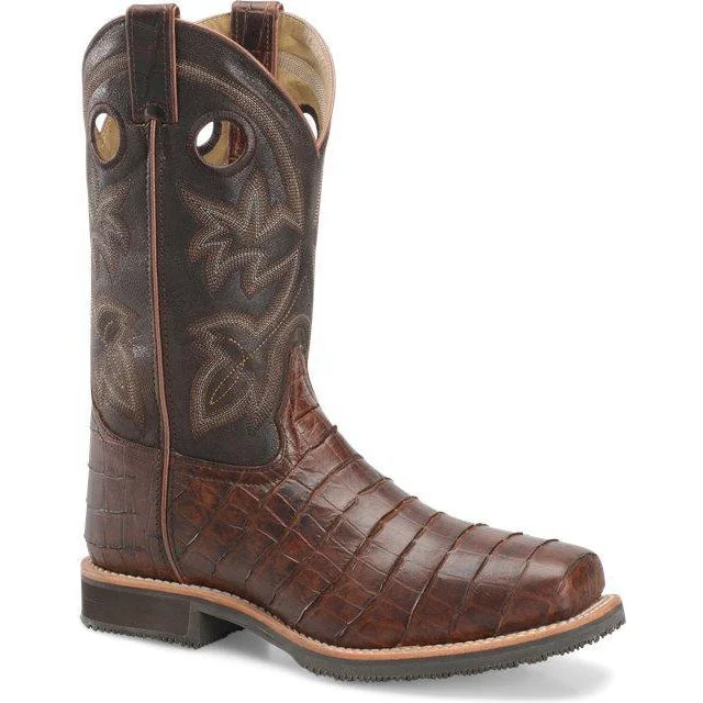 Men's work & safety boots with a toe cap made of aluminum alloyDouble H Men's Wayne 12" Steel Toe Western Work Boot - Brown - DH5225