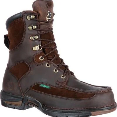 Men's work & safety boots with a quick - lace system for easy on and offGeorgia Men's Athens 8" Soft Toe WP Work Boot - Brown - G9453