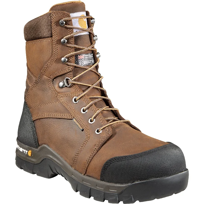 Men's work & safety boots with a cushioned midsole for comfortCarhartt Men's Rugged Flex 8" Comp Toe Ins WP Work Boot Brown CMF8389