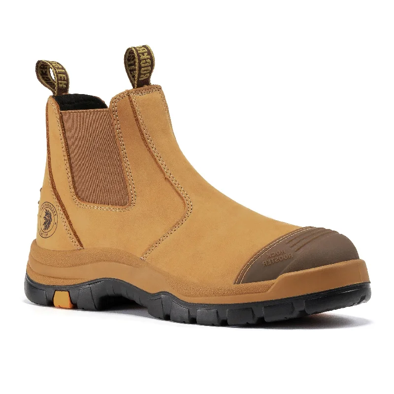 Men's waterproof steel - toe work & safety boots for wet environmentsROCKROOSTER Lumen Tan 6 inch Slip On Soft Toe Leather Work Boots AK222NT