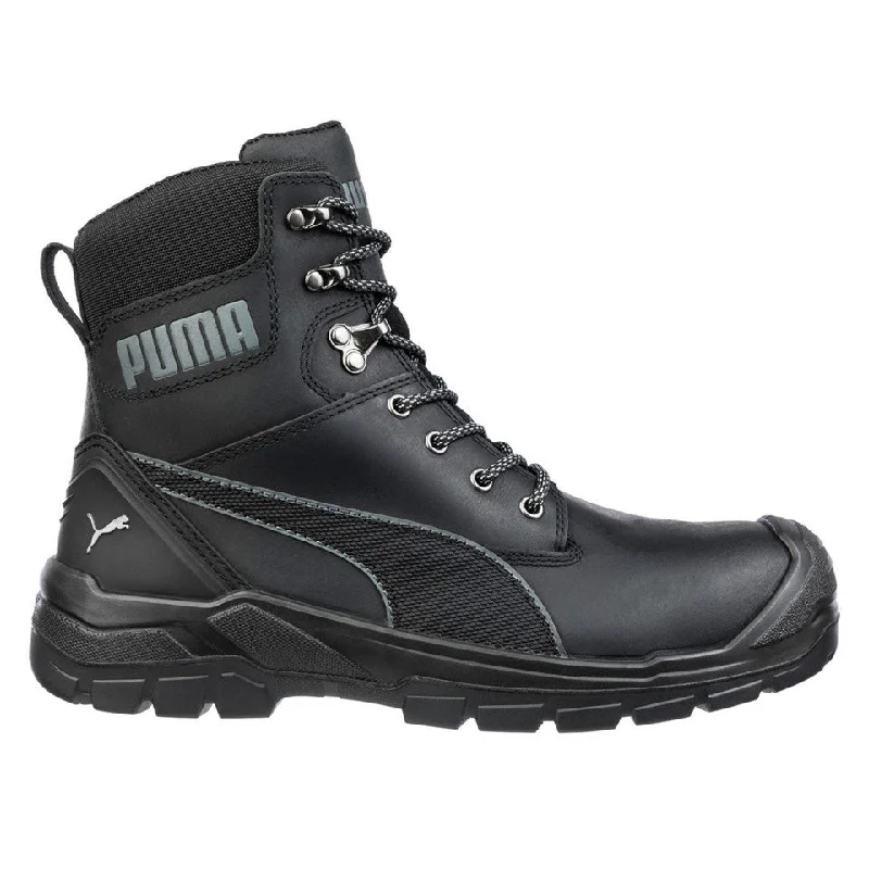 Men's work & safety boots with a gusseted tongue to keep out debris630735    Puma Safety Men's Conquest Black Waterproof EH Composite Toe Boots