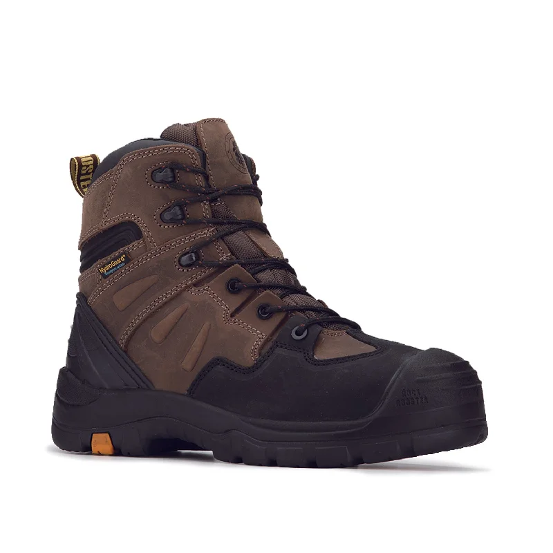 Men's insulated work & safety boots for cold - climate workROCKROOSTER Woodland Dark Brown 6 inch Waterproof Soft Toe Leather Work Boots AK639