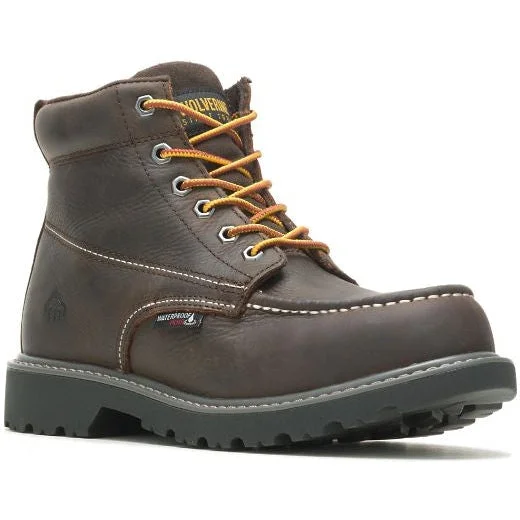 Men's work & safety boots with a durable rubber outsole for traction on rough terrainWolverine Men's Floorhand 6" Steel Toe WP Work Boot -Brown- W221048