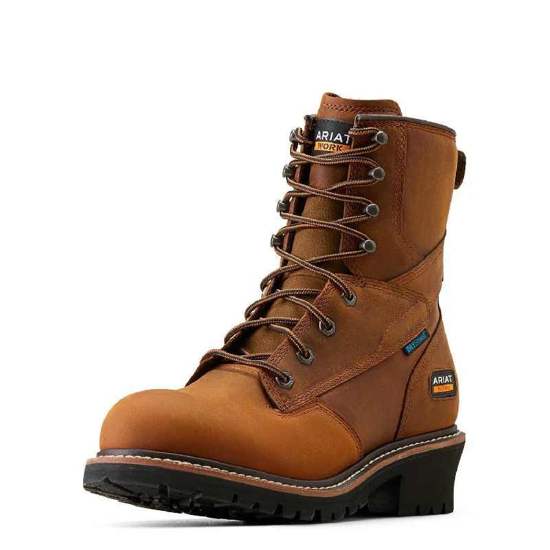 Men's work & safety boots with a chemical - resistant rubber soleLogger Shock Shield Soft-Toe Waterproof Boot Copper Brown