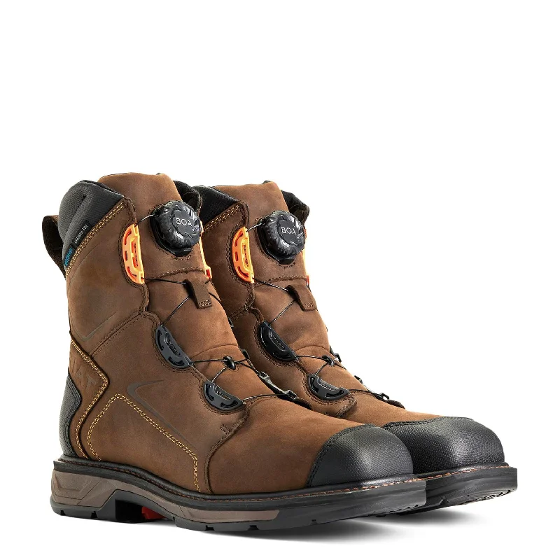 Men's work & safety boots with a toe cap made of aluminum alloyWorkHog XT BOA 8 inch Carbon-Toe Waterproof Work Boot Chocolate Brown