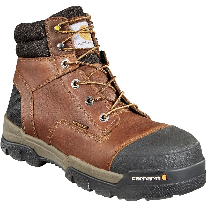 Men's work & safety boots with a removable insole for easy cleaningCarhartt Men's Ground Force 6" Comp Toe WP Work Boot - Brown - CME6355