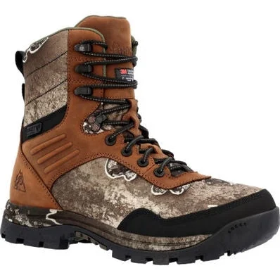 Men's work & safety boots with a gusseted tongue to keep out debrisRocky Men's Lynx 8" WP 400G Insulated Work Boot -Tan And White- RKS0593