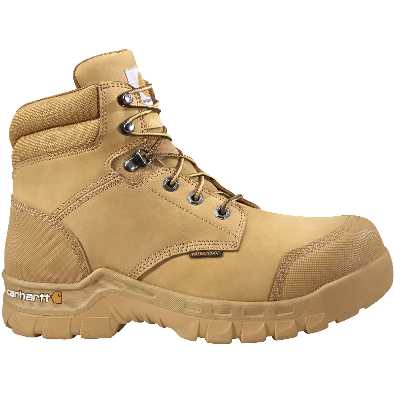 Men's electrical - hazard resistant work & safety boots with composite toeCarhartt Men's Rugged Flex 6" Comp Toe WP Work Boot - Wheat - CMF6356