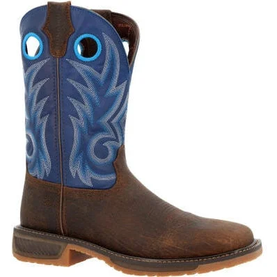 Men's shock - absorbing work & safety boots for long - hours standingDurango Men's Workhorse 11" Worn Saddle Western Boot -Denim Blue- DDB0400