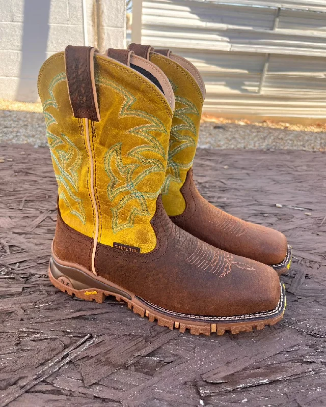 Men's work & safety boots with a moisture - wicking lining for dry feetTony Lama Men's Roustabout Walnut Brown Water Buffalo Western Work Boot TW5006