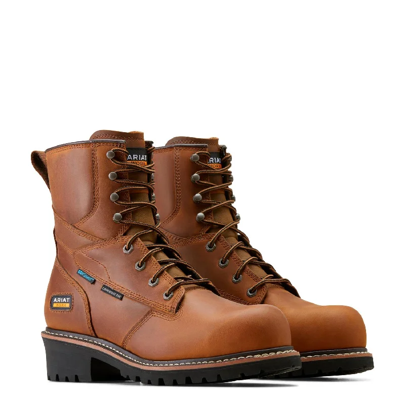 Men's work & safety boots with a toe cap made of aluminum alloyLogger Shock Shield Composite-Toe Waterproof Work Boot Copper Brown