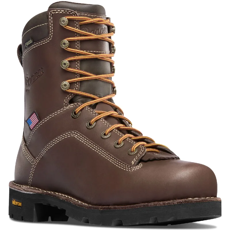 Men's work & safety boots with a toe cap made of aluminum alloyDanner Men's Quarry USA Made 8" Alloy Toe WP Work Boot - Brown - 17307