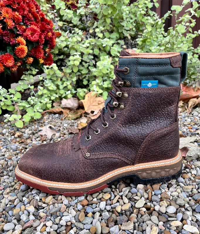 Men's work & safety boots with a moisture - wicking lining for dry feetTwisted X Men's 8" Cell Stretch Alloy Toe Lacer Distressed Brown & Slate Work Boot MXALW02