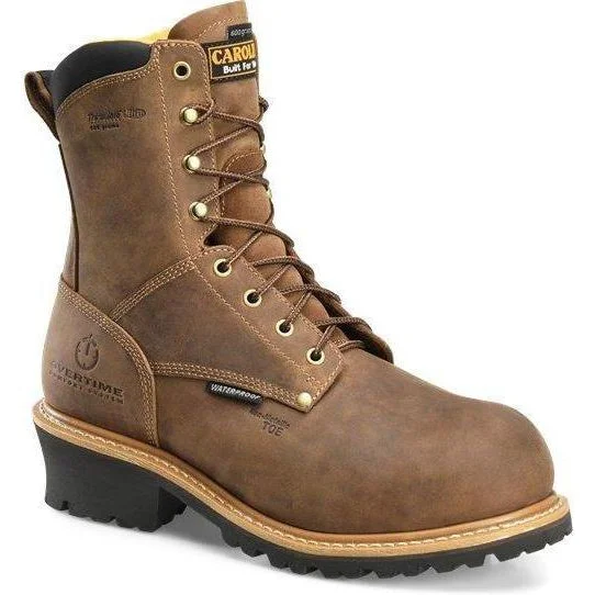 Men's work & safety boots with a flame - resistant upper for firefighting or welding workCarolina Men’s Poplar 8” Comp Toe WP Ins Loggger Work Boot - CA9851