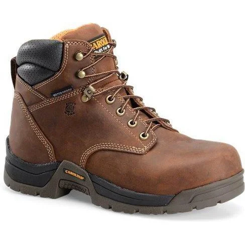 Men's work & safety boots with a toe cap made of aluminum alloyCarolina Men's Bruno Lo 6" Soft Toe WP Work Boot - Brown - CA5020