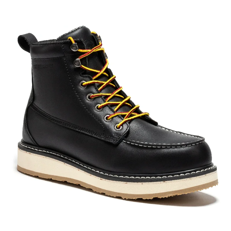 Men's slip - resistant work & safety boots for oily surfacesROCKROOSTER Trinidad Men's 6 inch Black Steel Toe Wedge Work Boots SAP2301