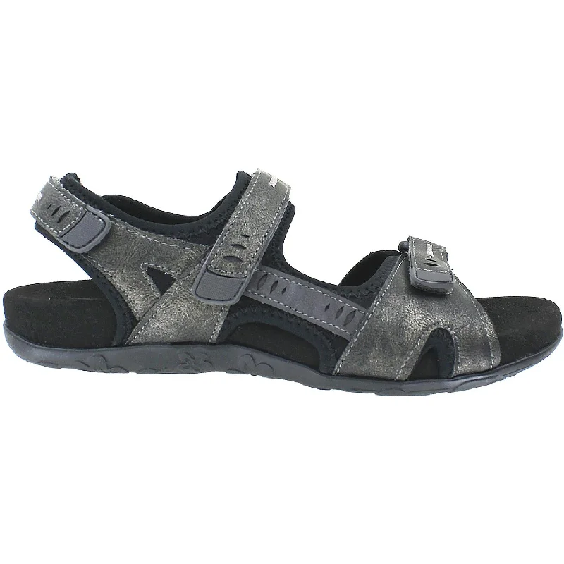 Men's sandals with a removable insole for cleaningWomen's Aetrex Bree Pewter Synthetic