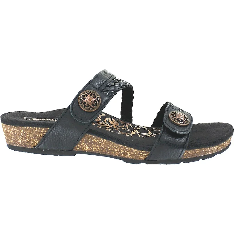 Men's sandals with a decorative buckle or charmWomen's Aetrex Janey Black Leather