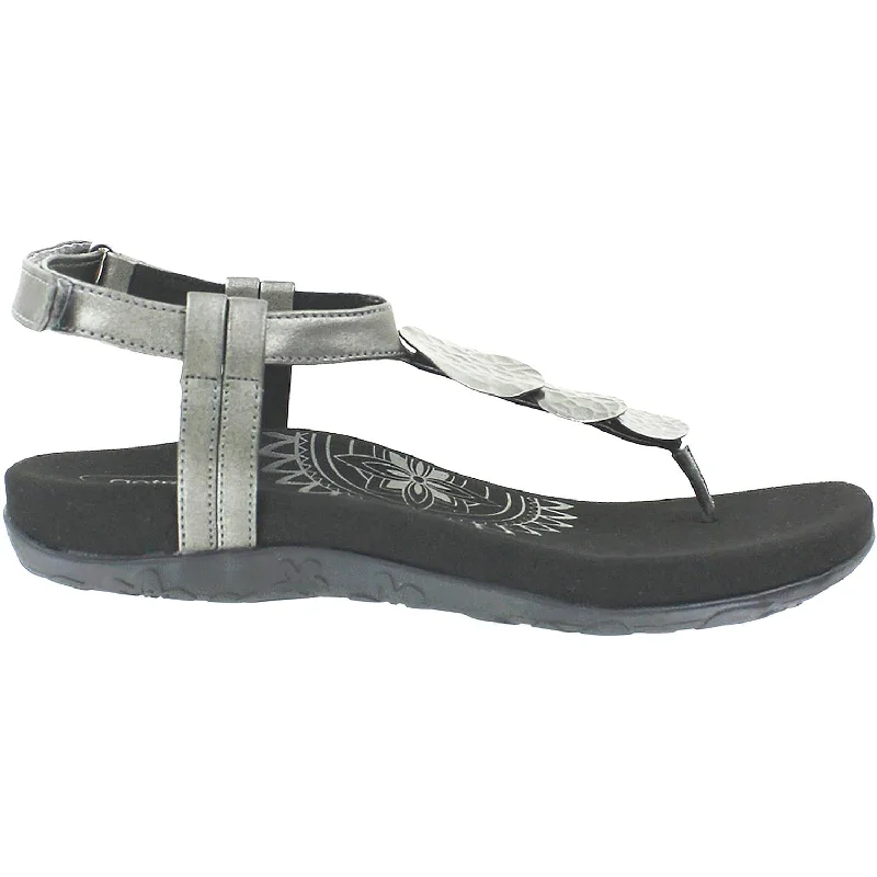 Men's sandals with a shock - absorbing insoleWomen's Aetrex Olive Circle Thong Black Leather