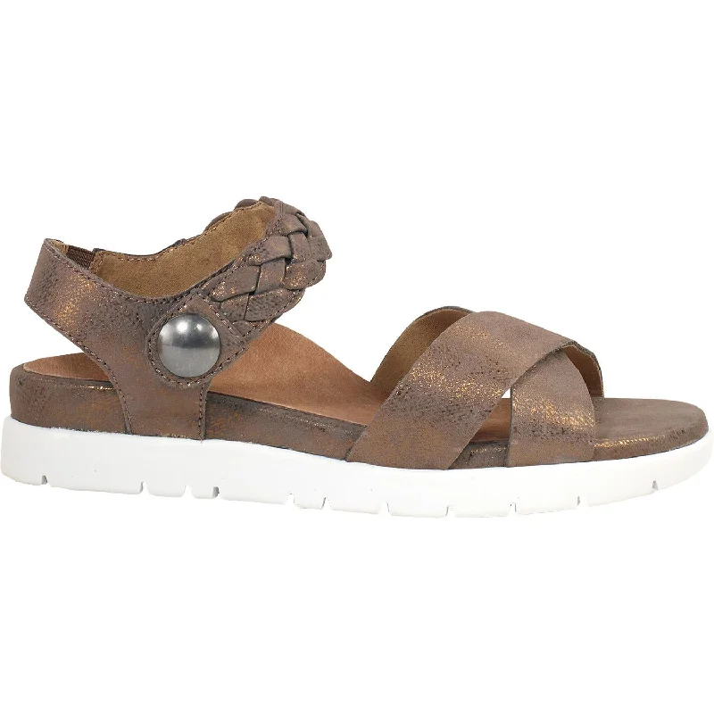 Men's sandals with a stretchy strap for a better fitWomen's Aetrex Piper Brass Leather