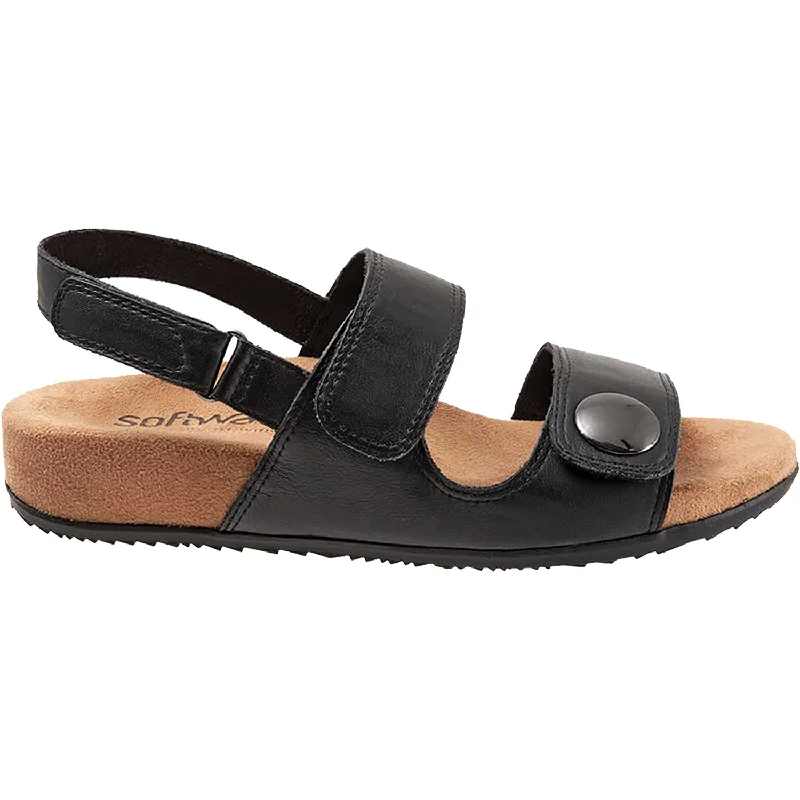 Men's leather sandals with an adjustable strapWomen's SoftWalk Beatrice Black Leather