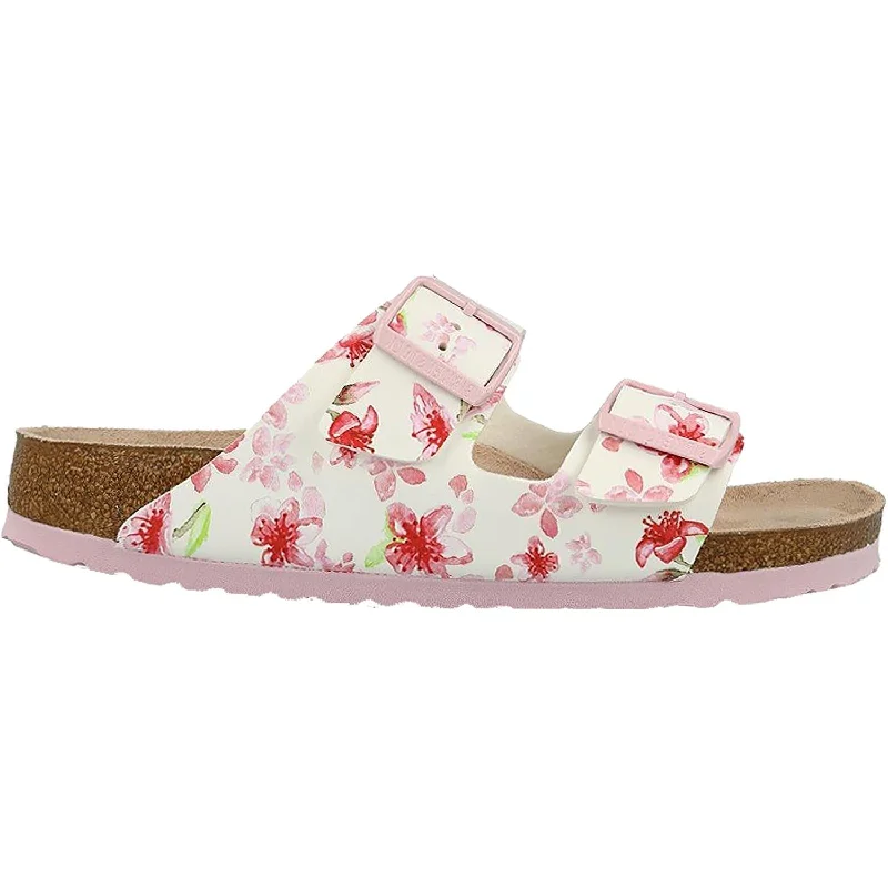 Men's sandals with a durable outer soleWomen's Birkenstock Arizona Blossom White Birko-Flor