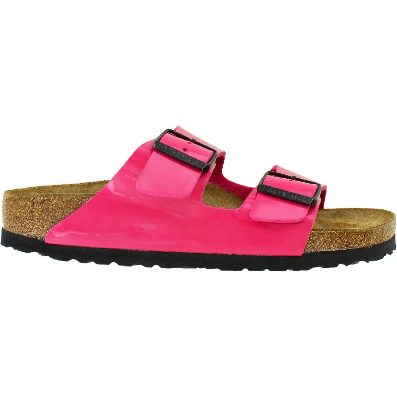 Men's sandals with a leather lining for comfortWomen's Birkenstock Arizona Fuchsia Tulip Patent Birko-Flor