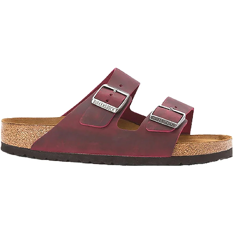 Men's sandals with a decorative buckle or charmWomen's Birkenstock Arizona Soft Footbed Zinfandel Oiled Leather