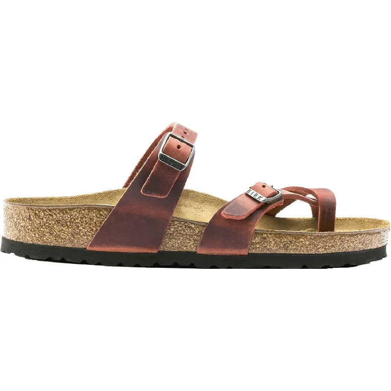 Men's leather sandals with an adjustable strapWomen's Birkenstock Mayari Earth Red Oiled Leather