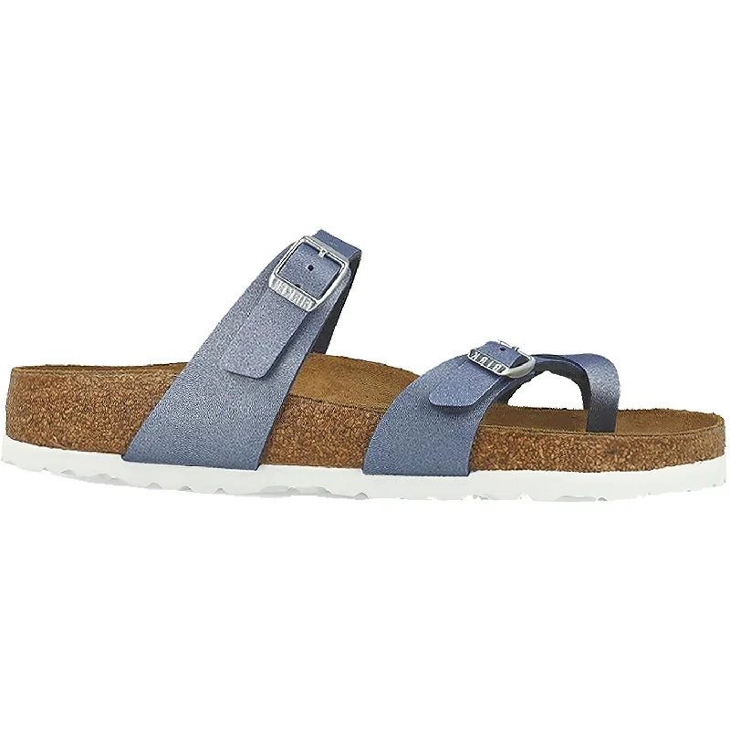 Men's sandals with a wide strap for supportWomen's Birkenstock Mayari Icy Metallic Azure Blue Birko-Flor