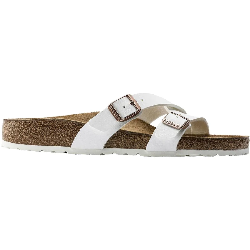 Men's sandals with a rubber sole for tractionWomen's Birkenstock Yao White Birko-Flor