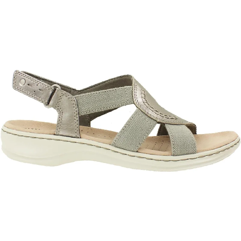 Men's sandals with a rubber sole for tractionWomen's Clarks Leisa Joy Pewter Metallic Leather